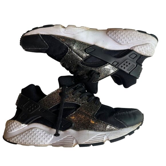 Nike Huarache Run SE TD 'Black Gold Glitter' Youth Size 7 - Picture 2 of 9